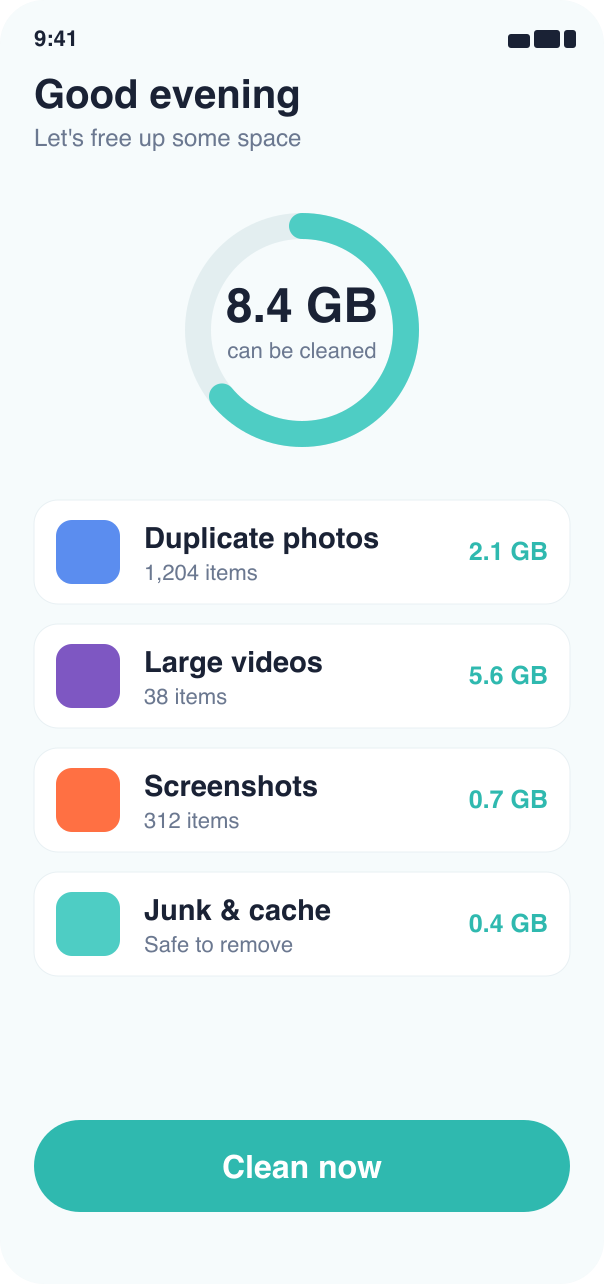 Sweeper storage dashboard